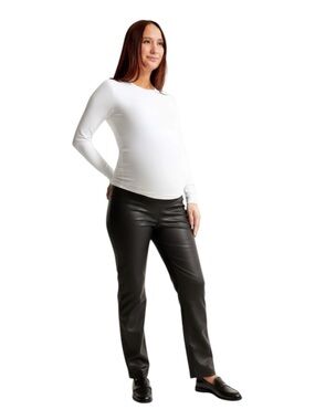 A&F Maternity Faux Leather Pants Women’s 29 Black 90s Straight Belly Band